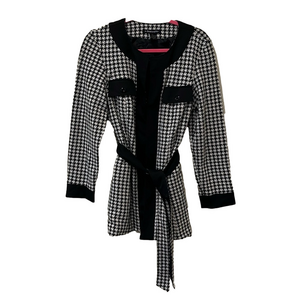 A. Giannetti black houndstooth belted jacket, large